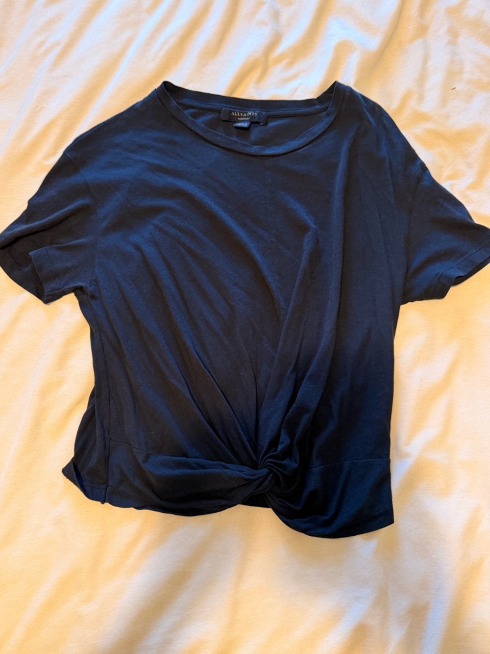 All Saints Black Short-Sleeve Twist Front Tee